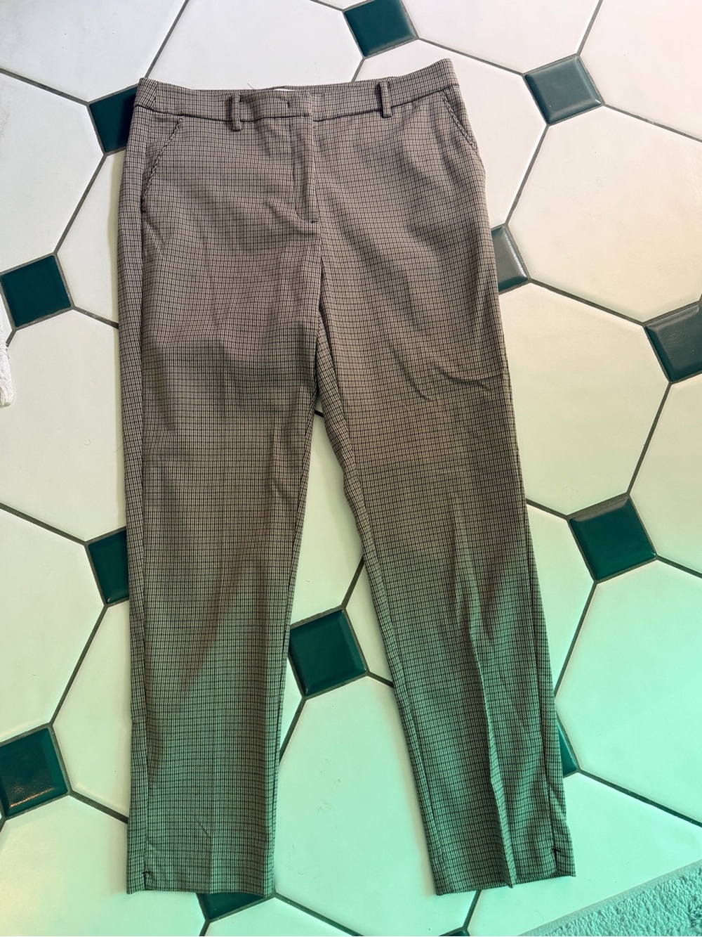 Mango Women's Checked Straight-Leg Trousers - Brown/Gray